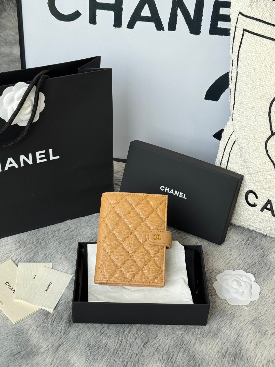 {Style No: NWPS4TYG} CHANEL 25S MULTI PURPOSE PASSPORT WALLET 15 IN GOLDEN CARAMEL CALFSKIN GOLD HARDWARE - Image 12