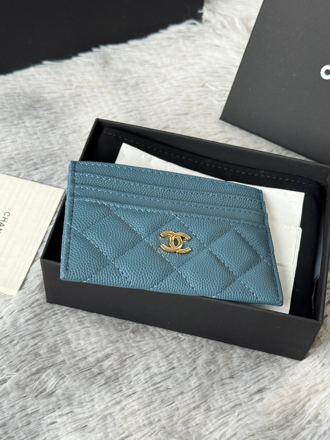{Style No: 9HBDWLGS} CHANEL 25S CARD HOLDER 11 IN SLATE BLUE CAVIAR GOLD HARDWARE - Image 6