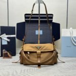 {Style No: Y2W3PKIN} PRADA 25S EXPLORE LARGE SHOULDER BAG 30 IN CARAMEL RE-NYLON WITH FLAP