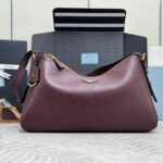 {Style No: DHBSAUH2} PRADA 25S AIMEE MEDIUM SHOULDER BAG 39 IN BURGUNDY CALFSKIN