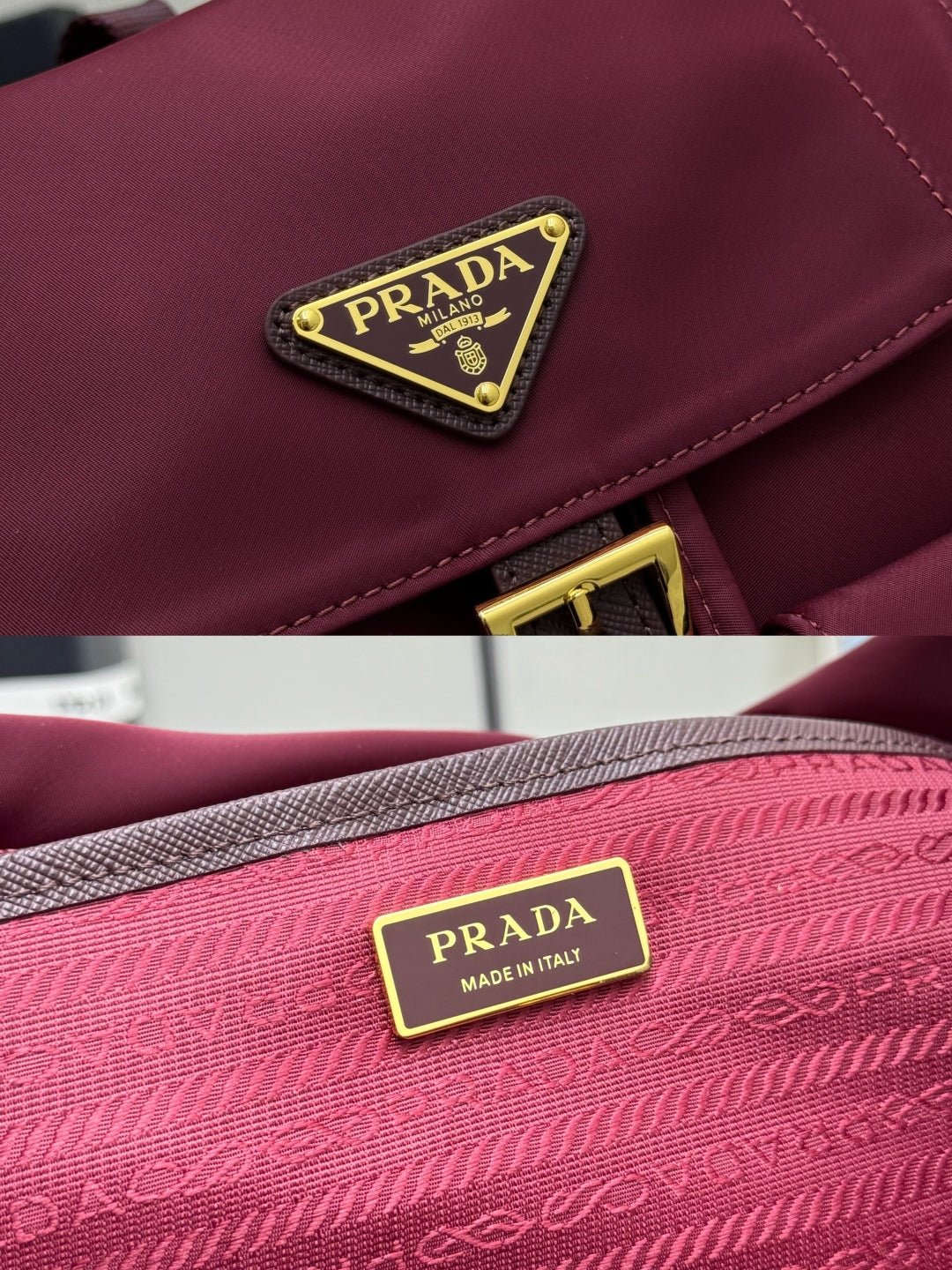 {Style No: KV9WN4HK} PRADA 25S RE-EDITION 1978 SMALL BACKPACK 32 IN BURGUNDY RE-NYLON - Image 3