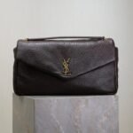 {Style No: WGKL3S4X} YSL 25S CALYPSO GM 38 IN DARK CHOCOLATE CALFSKIN GOLD HARDWARE