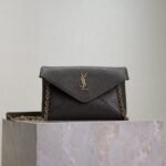 {Style No: W26GNG1L} YSL 25S CALYPSO MINI 19 IN CHARCOAL GRAY LAMBSKIN GOLD HARDWARE