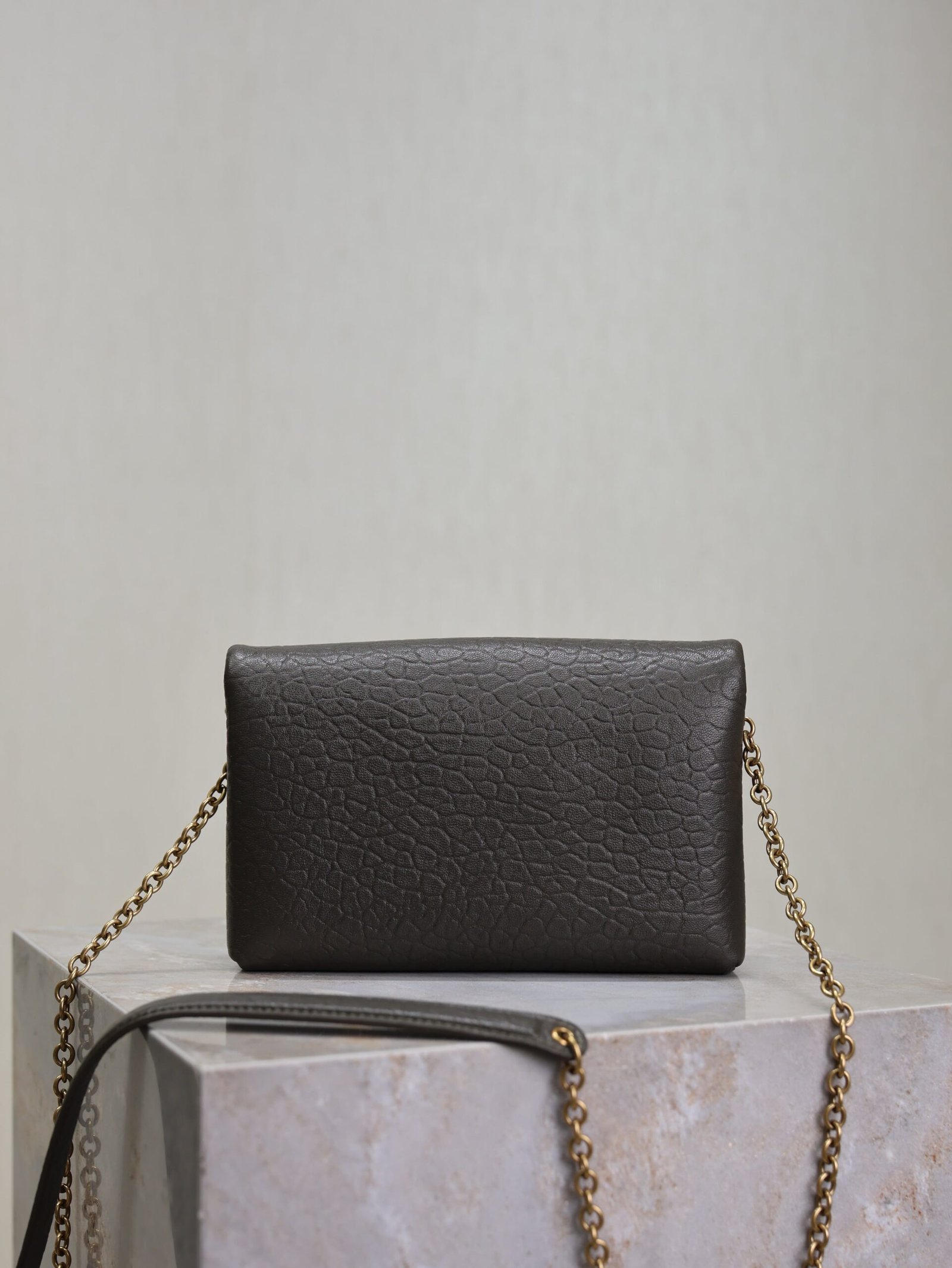 {Style No: EH8L24W6} YSL 25S CALYPSO MINI 19 IN CHARCOAL GRAY LAMBSKIN GOLD HARDWRE - Image 2