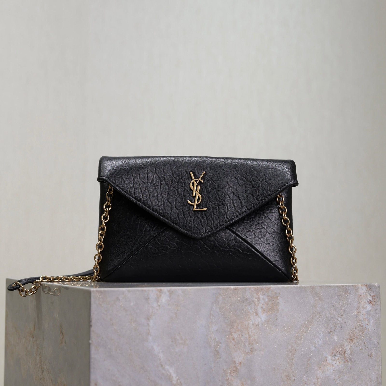 {Style No: JD9MON9Y} YSL 25S CALYPSO MINI 19 IN BLACK LAMBSKIN GOLD HARDWARE