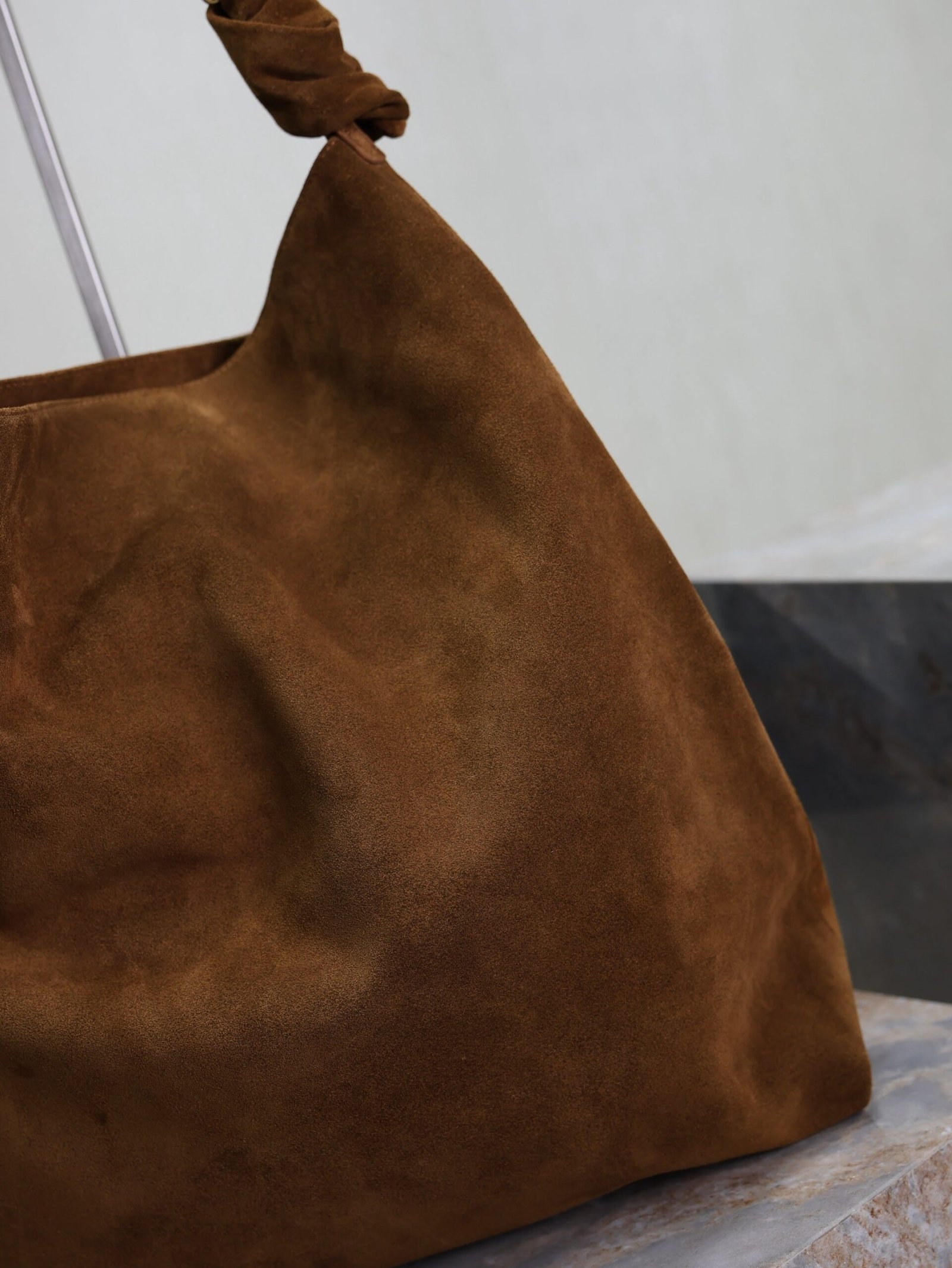 {Style No: WIO6BG7Z} YSL 25S AMALIA 50 IN DARK CARAMEL SUEDE GOLD HARDWARE - Image 8