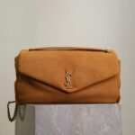 {Style No: QCGFEHLY} YSL 25S CALYPSO GM 38 IN BURNT ORANGE GRAINED CALFSKIN GOLD HARDWARE