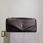{Style No: HFZGA8Q6} YSL 25S CALYPSO 30 IN DARK CHOCOLATE GRAINED CALFSKIN GOLD HARDWARE