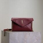 {Style No: GH45UMXG} YSL 25S CALYPSO MINI 19 IN BURGUNDY CALFSKIN GOLD HARDWRE
