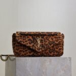 {Style No: A6GI3RGC} YSL 25S CALYPSO HANDBAG 26 IN BROWN LEOPARD PRINT VELVET GOLD HARDWRE