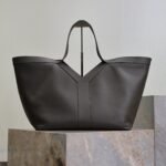 {Style No: UASDZTXH} YSL 25S Y MAXI TOTE 50 IN MUTED CHARCOAL CALFSKIN GOLD HARDWARE