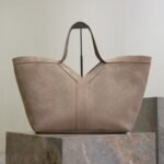 {Style No: 163JZL9A} YSL 25S Y MAXI TOTE 50 IN DRY GRAIN SUEDE GOLD HARDWARE