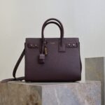 {Style No: D36AD441} YSL 25S SAC DE JOUR GM 32 IN ROUGE CABERNET SUPPLE GRAINED CALFSKIN