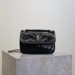 {Style No: BGT4FFUU} YSL 25S NIKI BAG 18 IN BLACK GLOSSY CALFSKIN GOLD HARDWRE