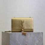 {Style No: CN58MIHE} YSL 25S KATE TASSEL 20 IN GOLD METALLIC CALFSKIN GOLD HARDWARE