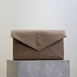 {Style No: RJJTZ52X} YSL 25S CASSANDRE LARGE ENVELOPE POUCH 29 IN DARK TAUPE CALFSKIN GOLD HARDWRE