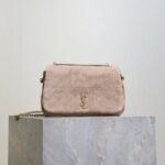 {Style No: 56HER2P5} YSL 25S JAMIE 4.3 MINI 20 IN DUSTY ROSE BEIGE SUEDE GOLD HARDWARE
