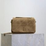 {Style No: E5SC3QVP} YSL 25S JAMIE 4.3 MINI 20 IN CARAMEL COGNAC SUEDE GOLD HARDWARE