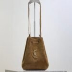 {Style No: W8KL5RTM} YSL 25S POCHON BAG 24 IN CARAMEL COGNAC SUEDE GOLD HARDWRE