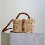 {Style No: IC1GUMPD} YSL 25S GABY MINI BAG 18 IN OSIER AND BROWN CALFSKIN GOLD HARDWRE