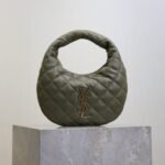 {Style No: 4YQTZ7U9} YSL 25S ICARE BABY 17 IN DARK OLIVE QUILTED CALFSKIN GOLD HARDWARE