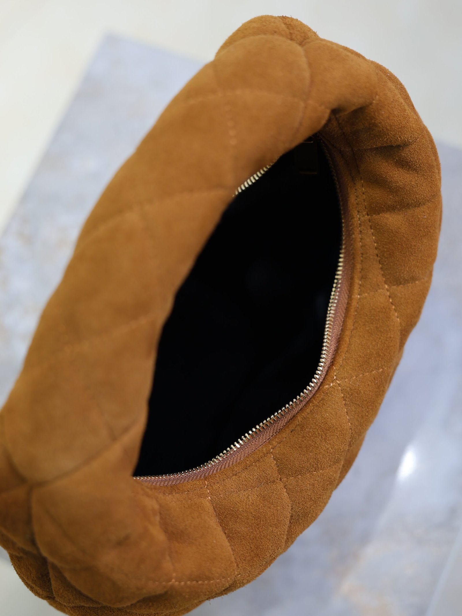 {Style No: U4WTSYTD} YSL 25S ICARINO MINI 17 IN CARAMEL QUILTED SUEDE GOLD HARDWRE - Image 5