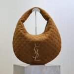 {Style No: 5PUHKTOJ} YSL 25S ICARINO 44 IN CARAMEL QUILTED SUEDE GOLD HARDWRE