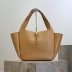 {Style No: QFQCFIB6} YSL 25S LE 5 À 7 BEA 50 IN DARK CARAMEL CALFSKIN GOLD HARDWARE
