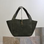 {Style No: M8KR4RY3} YSL 25S LE 5 À 7 BEA 50 IN DARK OLIVE SUEDE GOLD HARDWARE