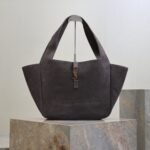 {Style No: 98VESNQA} YSL 25S LE 5 À 7 BEA 50 IN DARK GRAY SUEDE GOLD HARDWARE