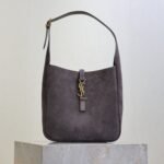 {Style No: FJAQD6AG} YSL 25S LE 5 À 7 SUPPLE SMALL 23 IN DARK GRAY SUEDE GOLD HARDWRE