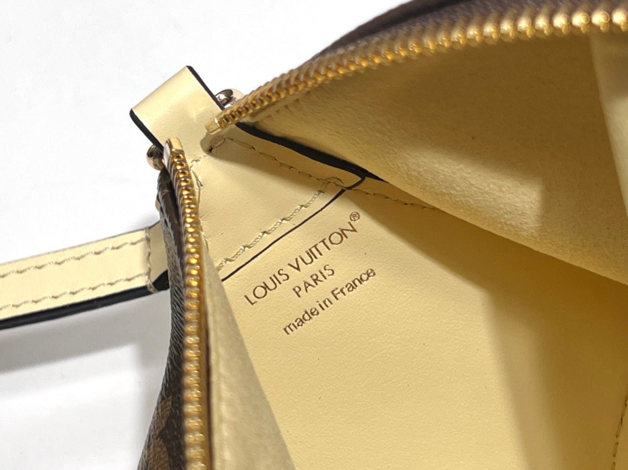 {Style No: IZLKTJ6A} BLOOM POUCH 22 IN BROWN MONOGRAM CANVAS AND PASTEL YELLOW CALFSKIN SIDES - Image 8