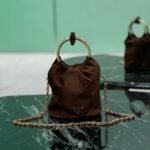 {Style No: G3Y5W6NH} MINI BUCKET BAG 19 IN CHOCOLATE SOFT SUEDE GOLD HARDWARE