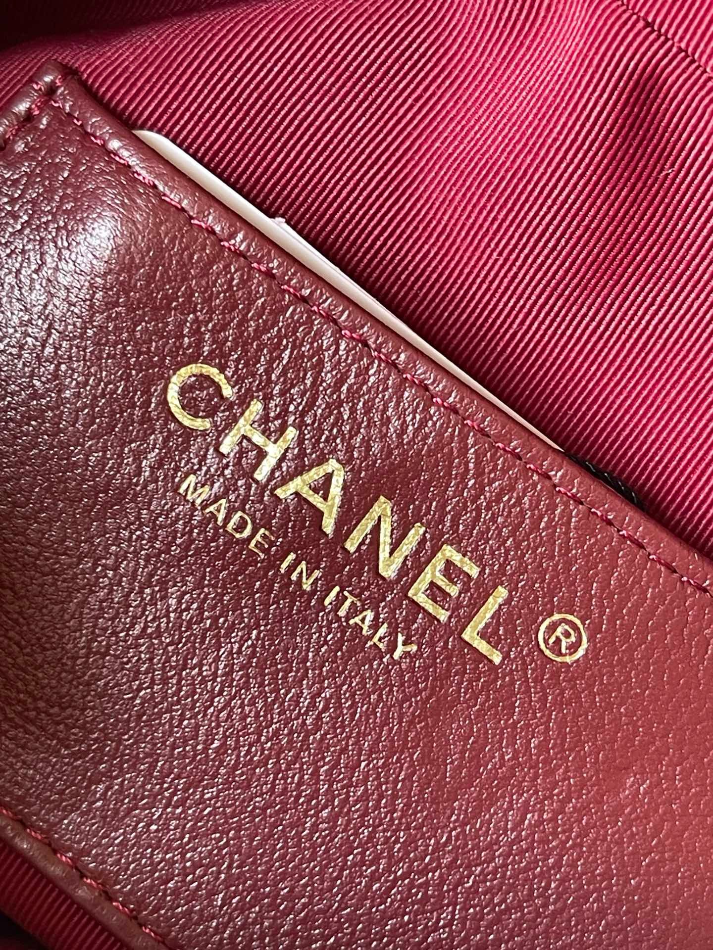 {Style No: UXEWIUG9} CAMERA BAG 18 IN BUCCANEER RED QUILTED LAMBSKIN DOUBLE C GOLD COIN - Image 5