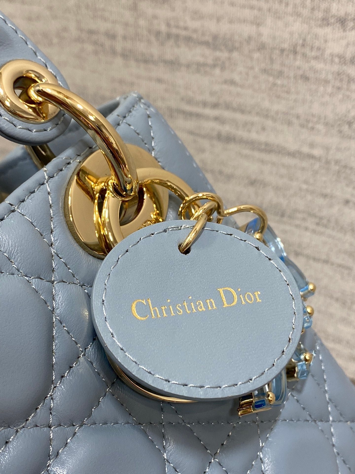 {Style No: KHRHVRMK} LADY MINI BAG 17 IN CERULEAN BLUE LAMBSKIN - Image 9