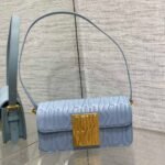 {Style No: UUJCK5P9} FLAP BAG 18 IN BABY BLUE QUILTED ALLOVER CALFSKIN