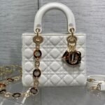 {Style No: JRH6JS4D} SMALL 20 LADY BAG IN WHITE MACROCANNAGE LAMBSKIN WITH GOLD HARDWARE