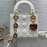{Style No: 4AQ8NA22} MINI 17 LADY BAG IN WHITE MACROCANNAGE LAMBSKIN WITH GOLD HARDWARE