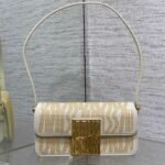 {Style No: PK8PV7OV} MINI 18 FLAP BAG IN WHITE LAMBSKIN WITH GOLD RHINSTONES