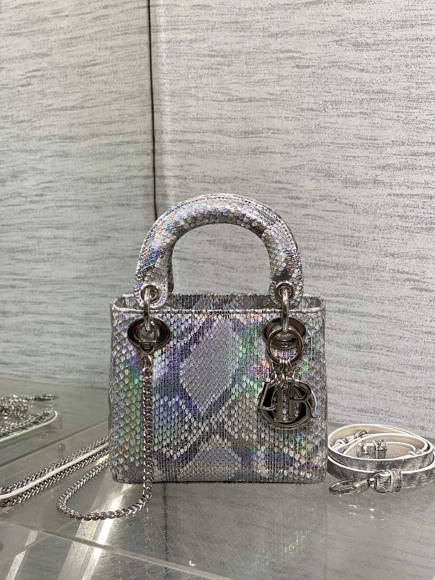 {Style No: OFJFDQWD} MINI 17 LADY BAG IN SILVER SNAKESKIN PATTERN LAMBSKIN - Image 2