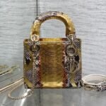 {Style No: VNWW5WAV} MINI 17 LADY BAG IN GOLDEN SNAKESKIN PATTERN LAMBSKIN