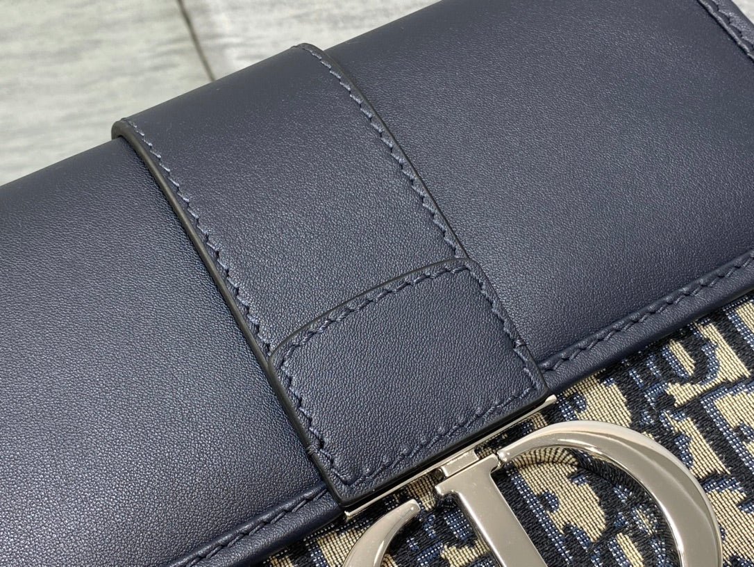 {Style No: Z1HON48D} MONTAIGNE EAST-WEST 24 BAG WITH CHAIN IN NAVY BLUE LAMBSKIN AND MONOGRAM JACQUARD - Image 7