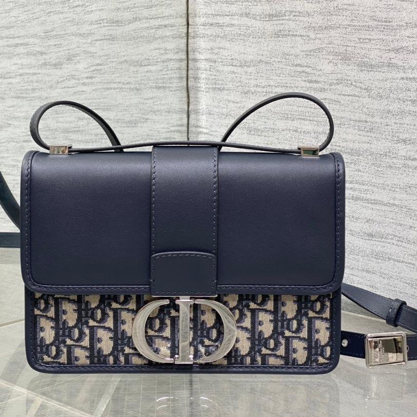 {Style No: Z1HON48D} MONTAIGNE EAST-WEST 24 BAG WITH CHAIN IN NAVY BLUE LAMBSKIN AND MONOGRAM JACQUARD