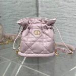 {Style No: K8FK17C6} MONTAIGNE MINI 18 BUCKET BAG WITH DRAWSTRING IN BABY PINK LAMBSKIN