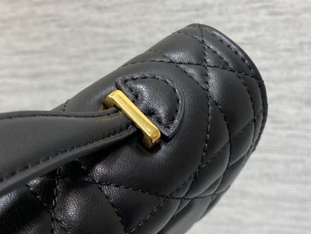 {Style No: 17R6WT3T} MISS CARO TOP HANDLE POUCH 24 IN BLACK MACROCANNAGE LAMBSKIN - Image 8