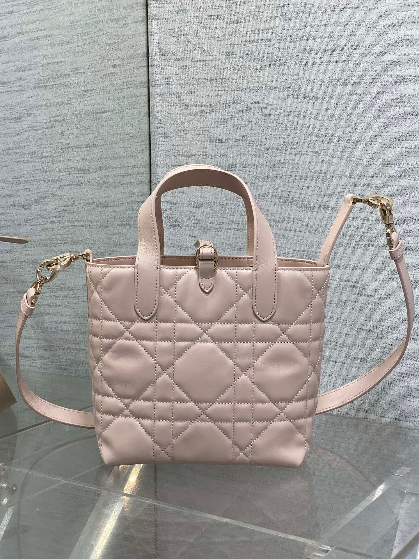 {Style No: IVV3DEFE} DIOR 25S ALWAYS MINI BAG 16 IN LIGHT PINK MACROCANNAGE CALFSKIN GOLD HARDWARE - Image 3
