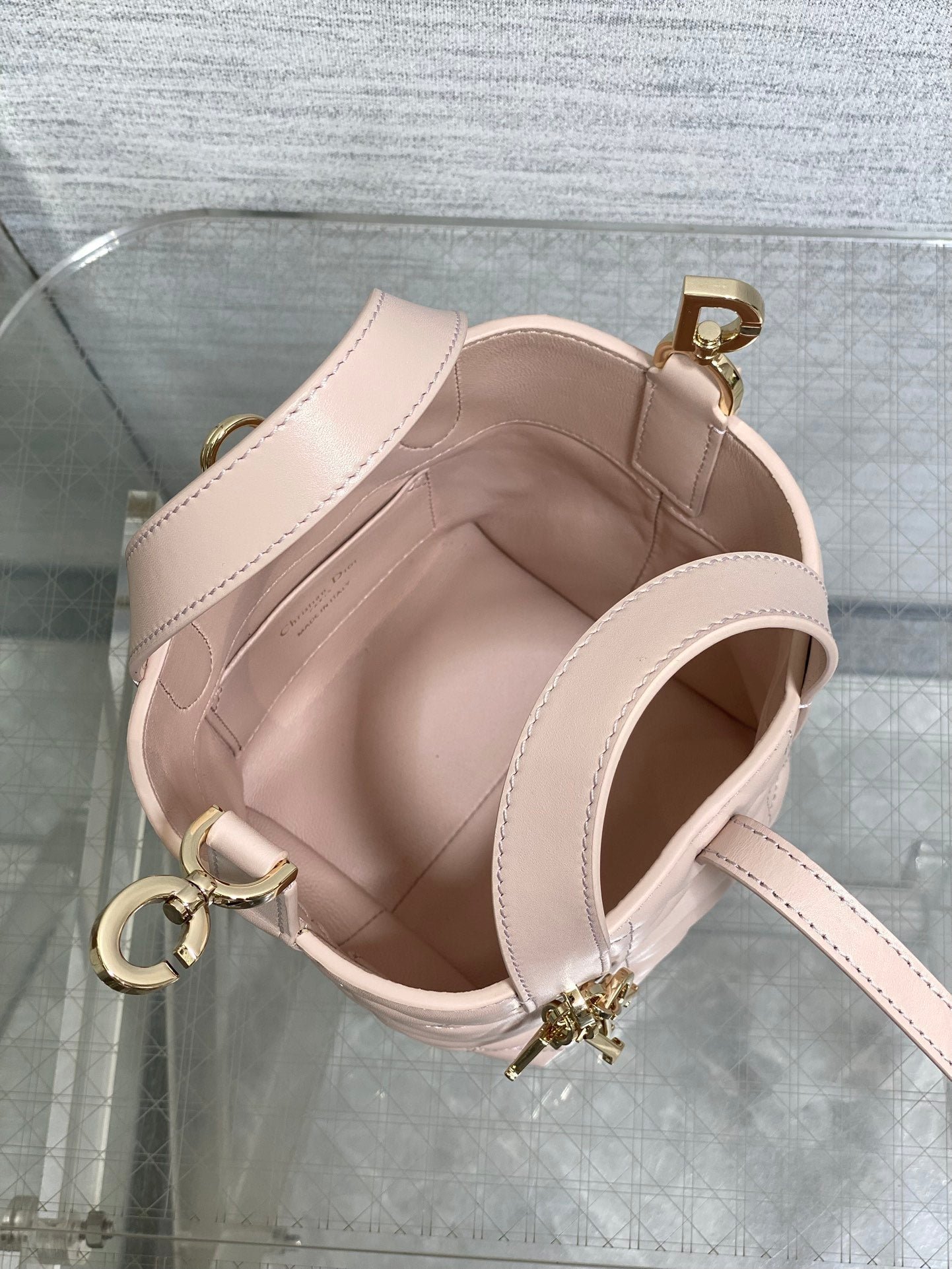 {Style No: DXGIX3QL} DIOR 25S ALWAYS MINI BAG 13 IN LIGHT PINK MACROCANNAGE CALFSKIN GOLD HARDWARE - Image 5
