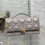 {Style No: ITRW1QWE} DIOR 25S DIOR TALK PHONE POUCH 21 IN DIRTY LILAC CANNAGE LAMBSKIN GOLD HARDWARE