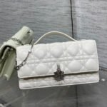 {Style No: KKOHKA9L} DIOR 25S DIOR TALK PHONE POUCH 21 IN WHITE CANNAGE LAMBSKIN SILVER HARDWRE