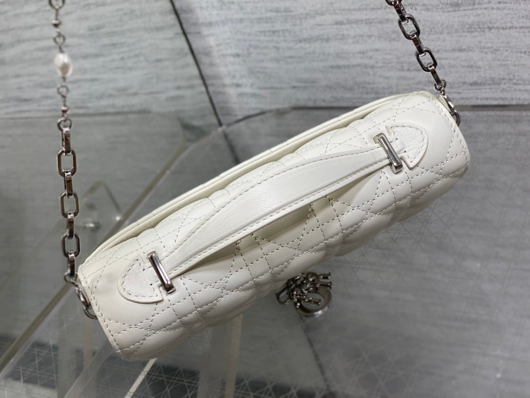 {Style No: KKOHKA9L} DIOR 25S DIOR TALK PHONE POUCH 21 IN WHITE CANNAGE LAMBSKIN SILVER HARDWRE - Image 7